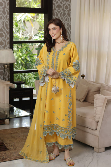Aneelas - Stitched Lawn Embroidered Shirt & Trouser 2PC Suit (LUX-26-76)