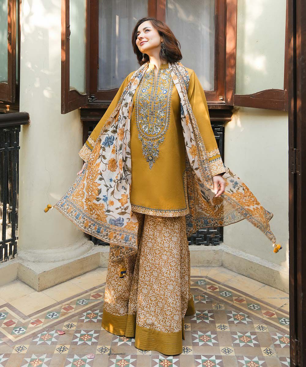 Sapphire 3PC Khaddar Printed Embroidered Unstitched Suit