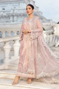 Maria B Pink Embroidered Chiffon Suit | Unstitched
