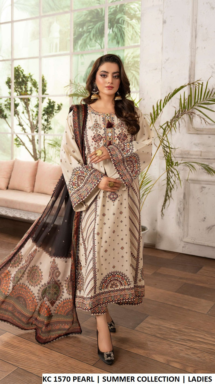 KC Tabeer 1570 Pearl 3PC Ready-to-Wear Suit