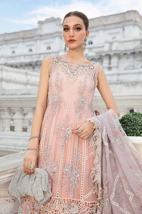 Maria B Pink Embroidered Chiffon Suit | Unstitched
