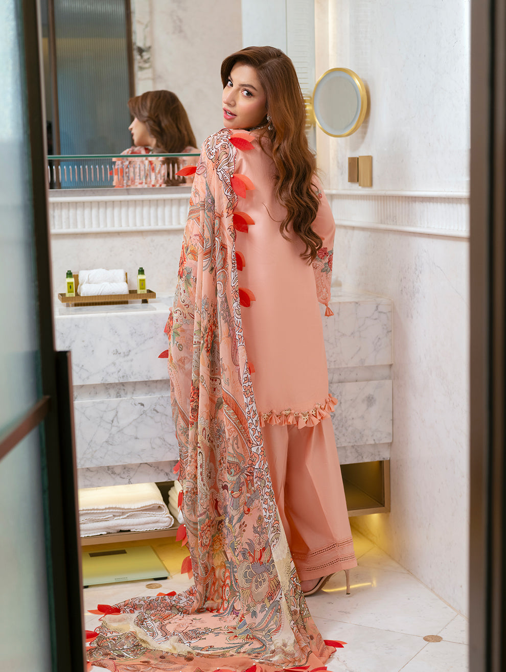 Ombre 2026 T Pink 3PC Chikankari Lawn Unstitched Suit