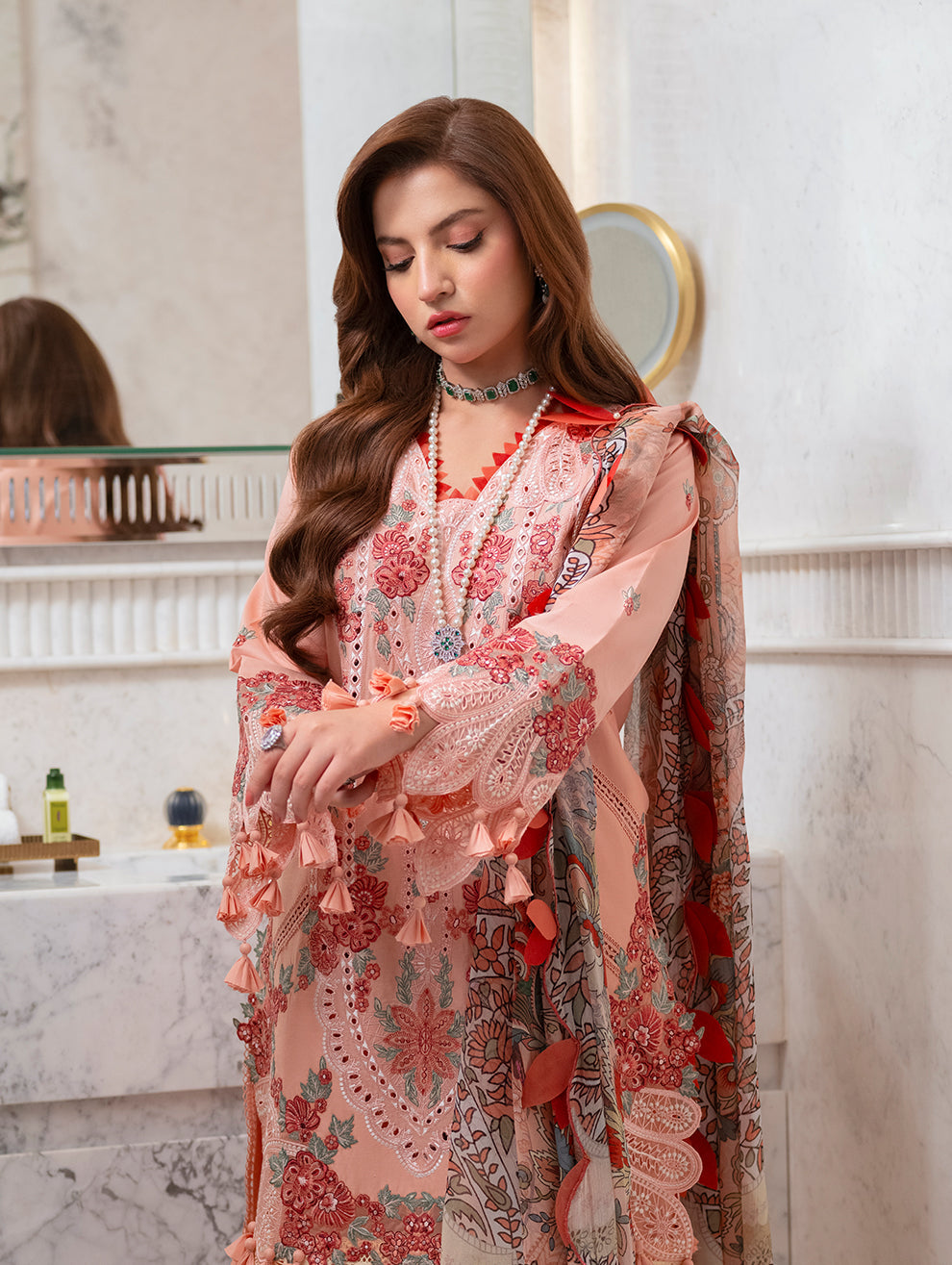 Ombre 2026 T Pink 3PC Chikankari Lawn Unstitched Suit