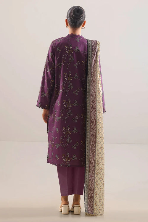 Saya Unstitched Printed Self Strip Lawn 3 Piece Suit