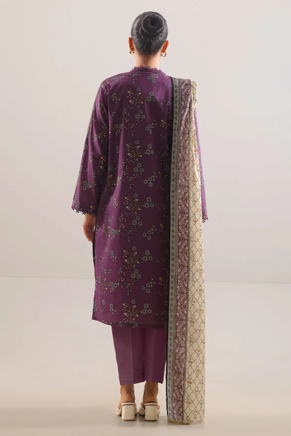 Saya Unstitched Printed Self Strip Lawn 3 Piece Suit