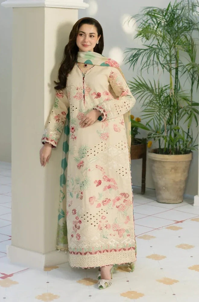 Maryam N Maria 3PC Lawn Embroidered Suit with Printed Dupatta
