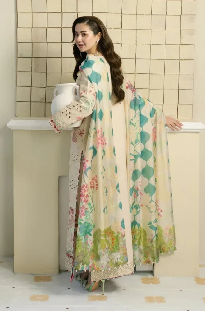 Maryam N Maria 3PC Lawn Embroidered Suit with Printed Dupatta