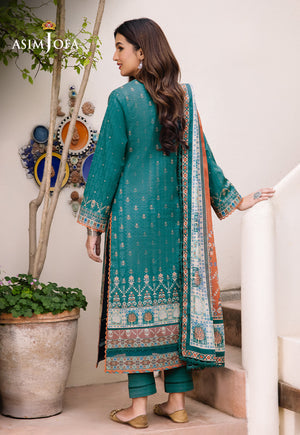 Asim Jofa Teal Printed Lawn 3-Piece Suit