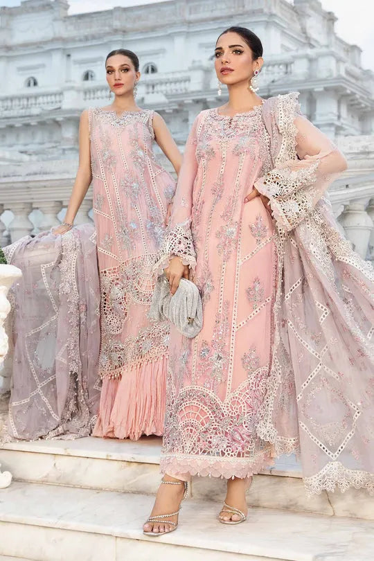 Maria B Pink Embroidered Chiffon Suit | Unstitched