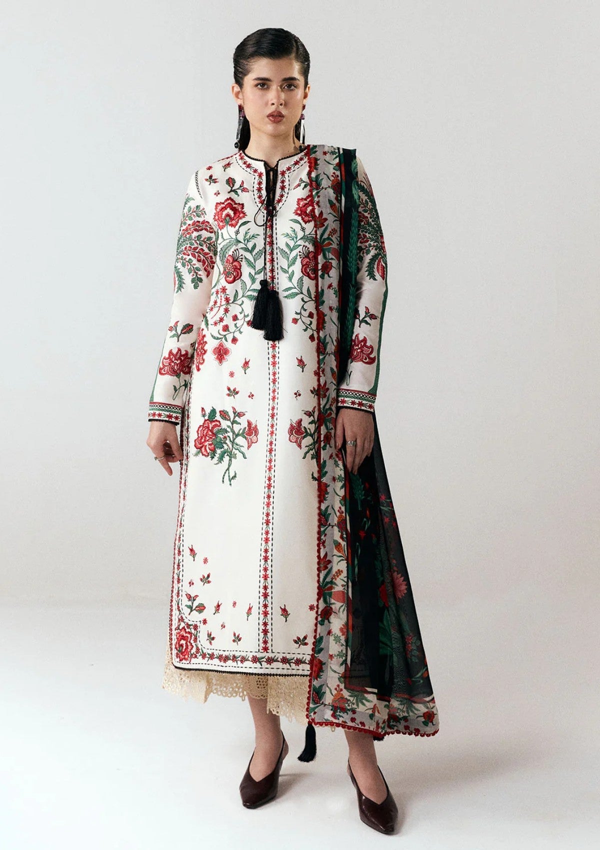 Inali 3PC Embroidered Suit with Silk Dupatta