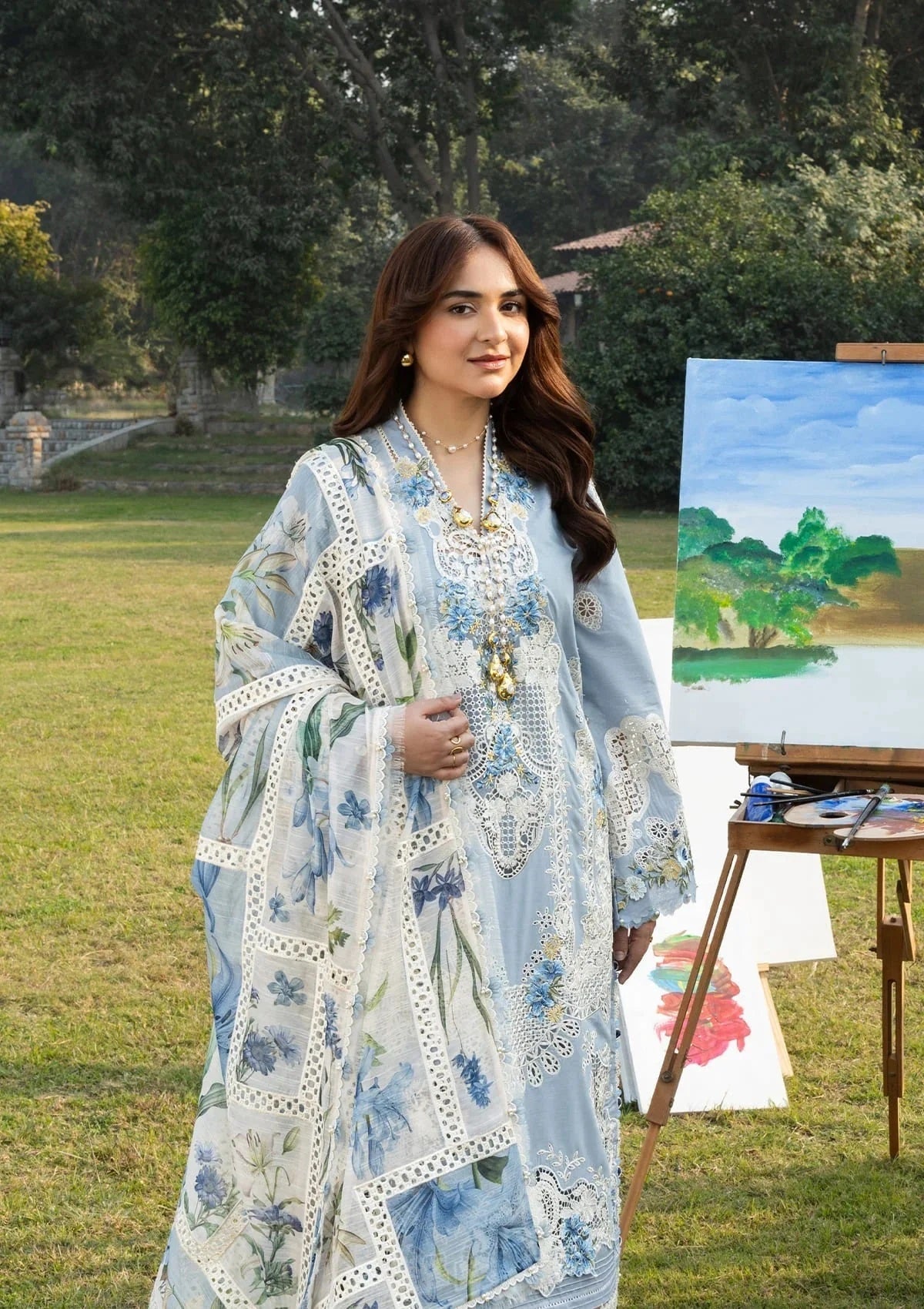 Elaf Luxury Embroidered Lawn 3Pc Unstitched Suit – ELY-1B SERENITY