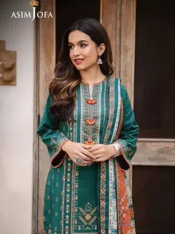 Asim Jofa Teal Printed Lawn 3-Piece Suit