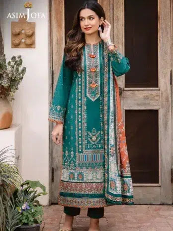 Asim Jofa Teal Printed Lawn 3-Piece Suit