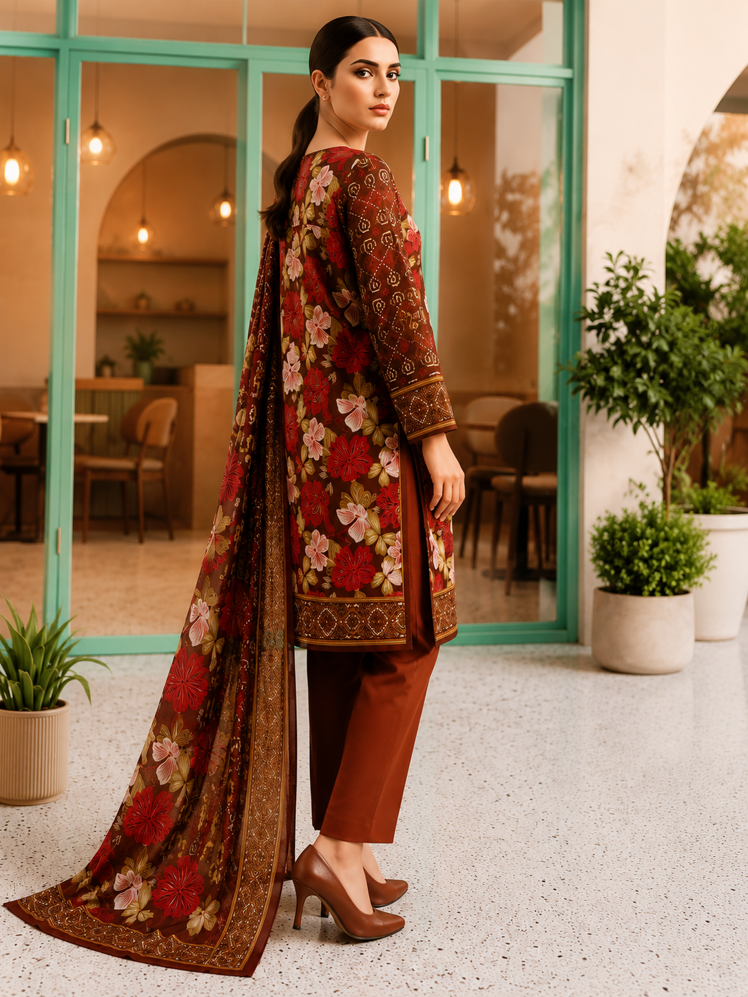 Bareena Vol-20 D-03 Printed Premium Lawn 3-Piece Suit