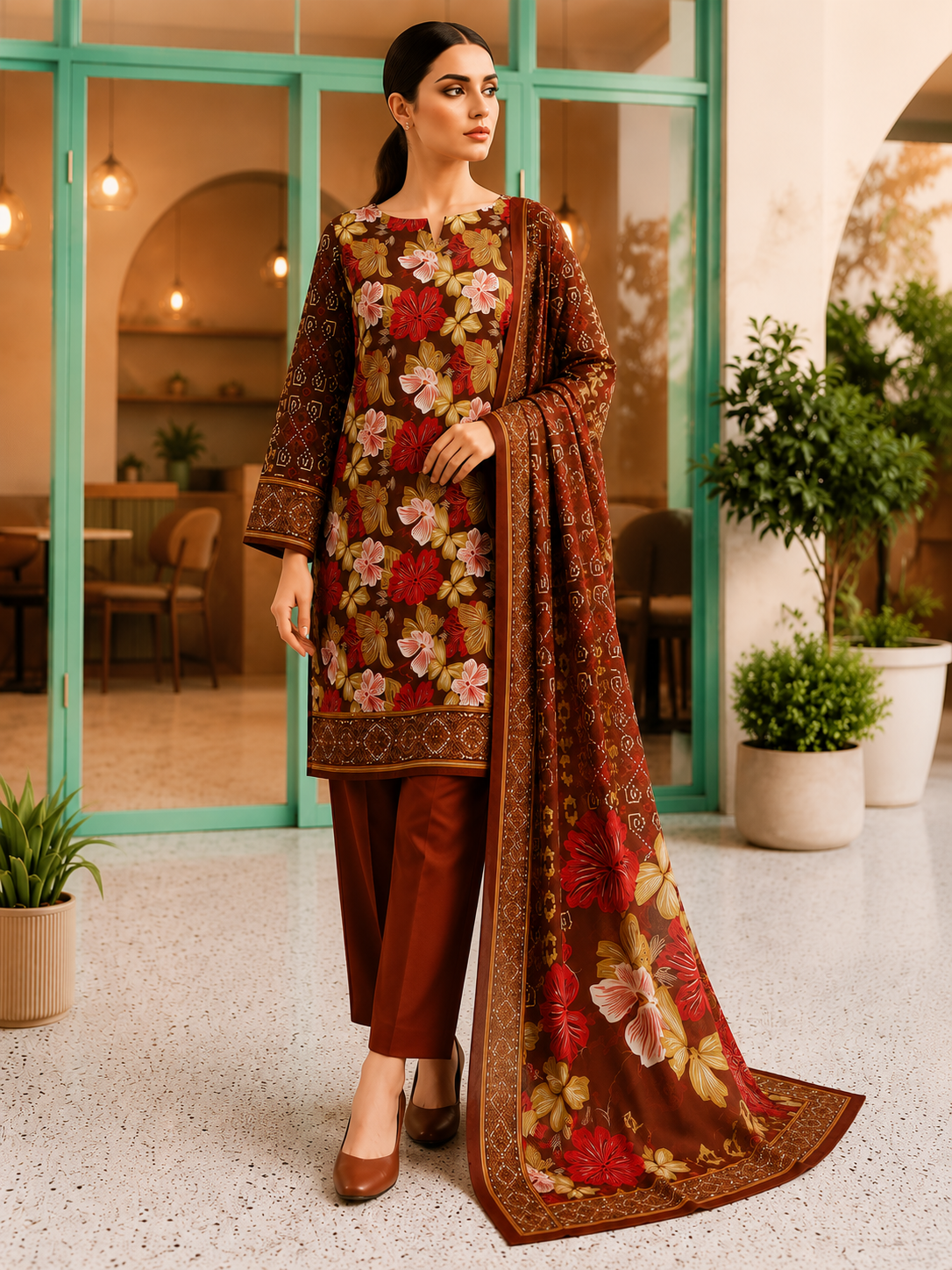 Bareena Vol-20 D-03 Printed Premium Lawn 3-Piece Suit