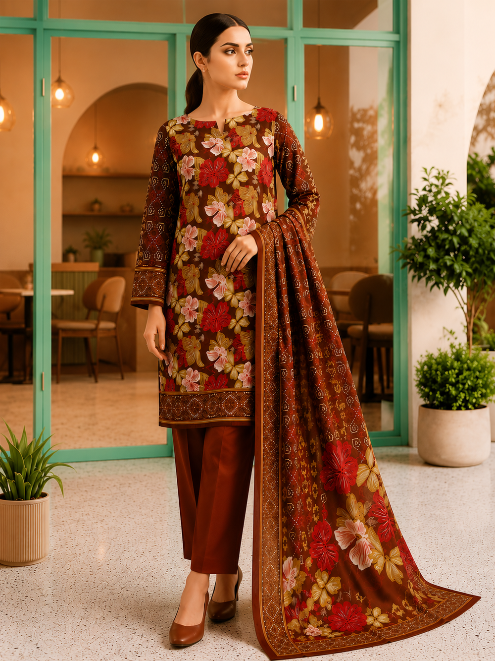 Bareena Vol-20 D-03 Printed Premium Lawn 3-Piece Suit