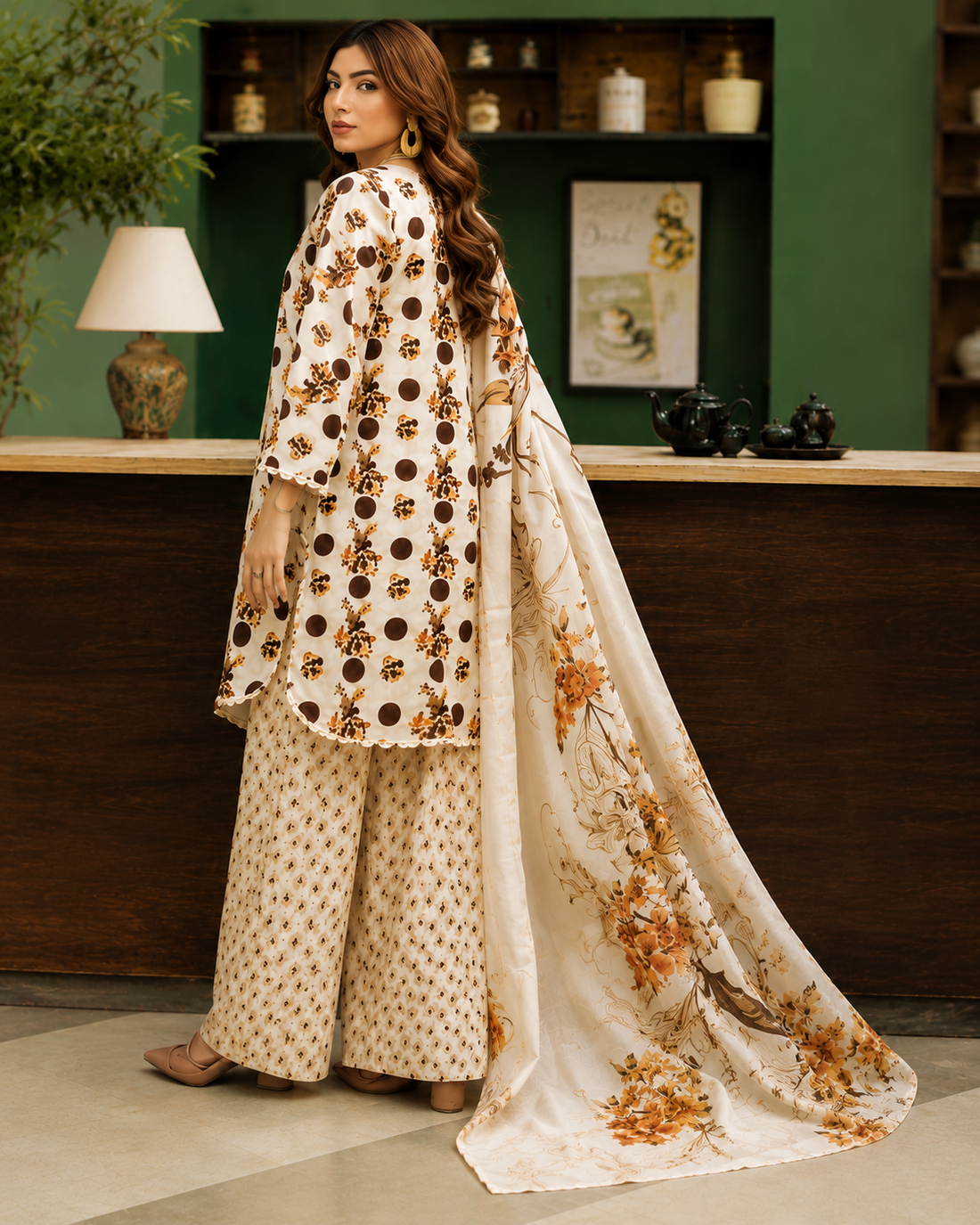 Bin Naeem Platinum Vol-35 Design 350 Luxury Printed Lawn 3-Piece Suit