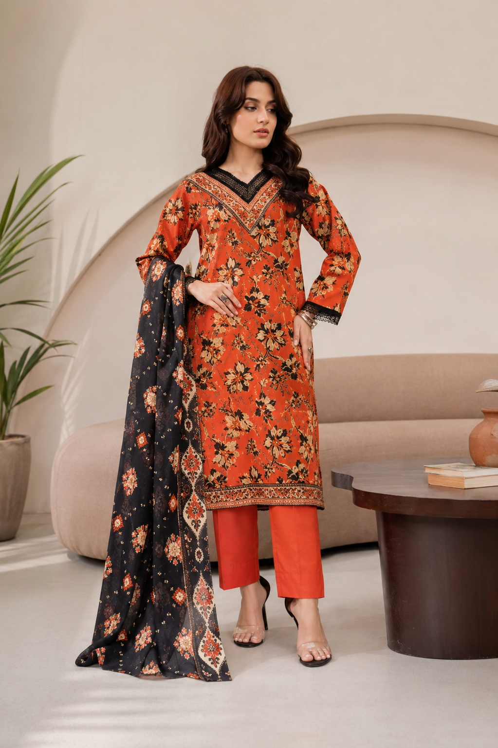 Raabi Signature Paradise Vol. 6 Design 04 Digital Printed Lawn 3 Piece Unstitched Suit