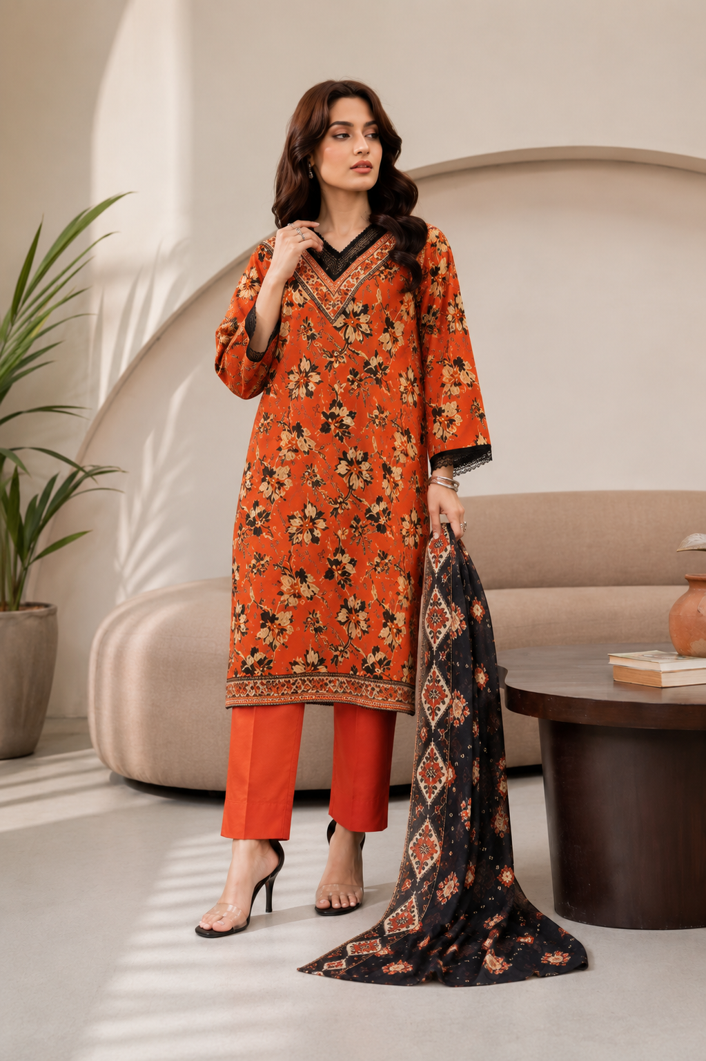 Raabi Signature Paradise Vol. 6 Design 04 Digital Printed Lawn 3 Piece Unstitched Suit