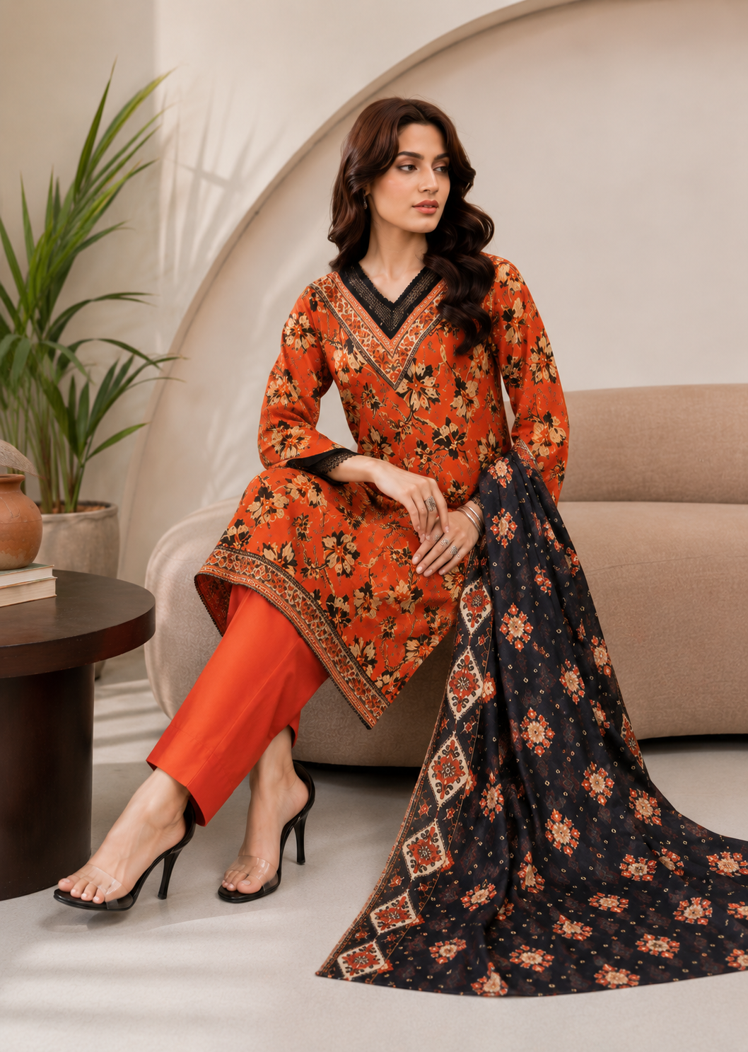 Raabi Signature Paradise Vol. 6 Design 04 Digital Printed Lawn 3 Piece Unstitched Suit