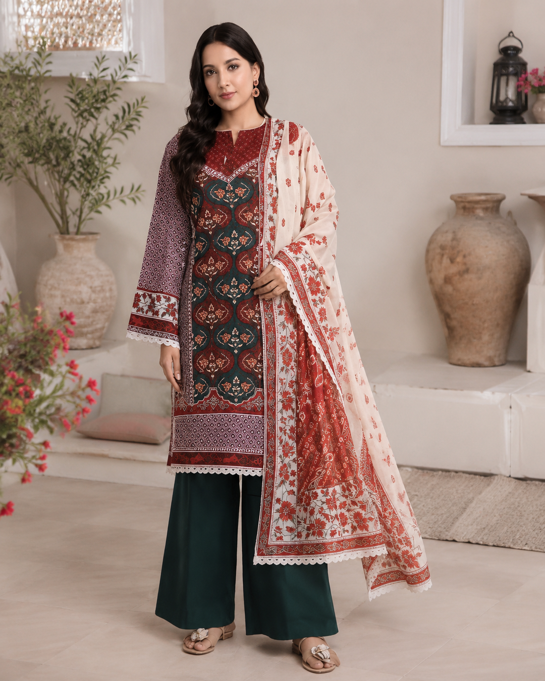 Bonanza Satrangi Bohemian Vibe Vol. 03 Grassy Lobe 3 Piece Unstitched Digital Printed Lawn Suit