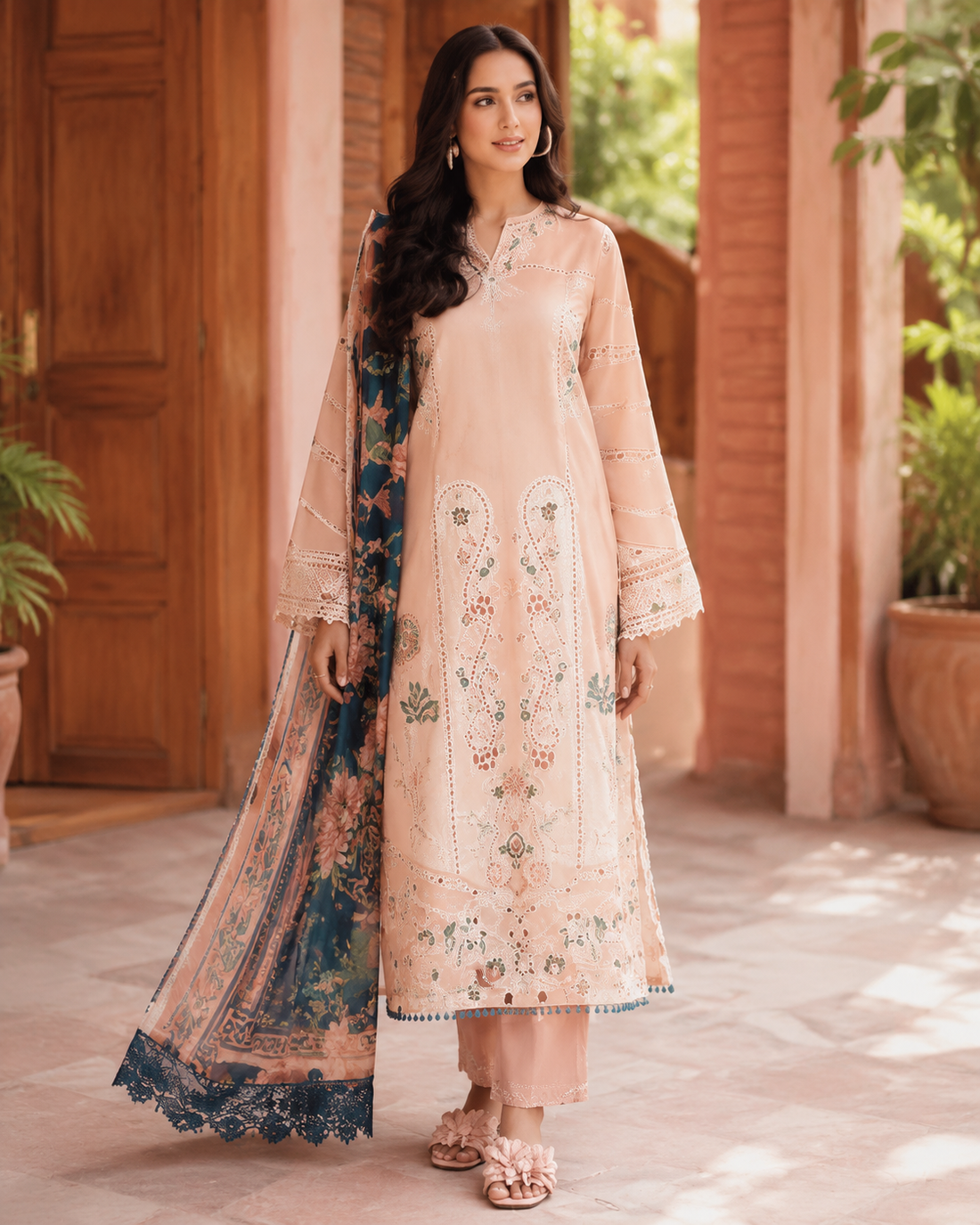 Noor-E-Khas Eid Collection SI-F-79 3 Piece Premium Embroidered Lawn Unstitched Suit
