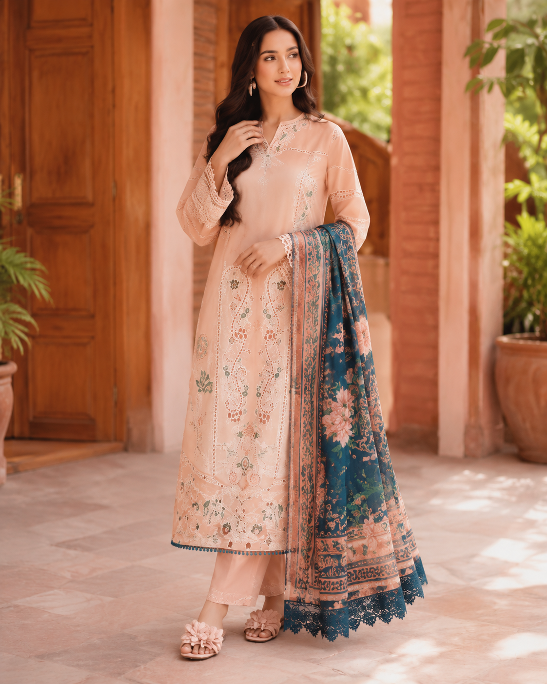 Noor-E-Khas Eid Collection SI-F-79 3 Piece Premium Embroidered Lawn Unstitched Suit
