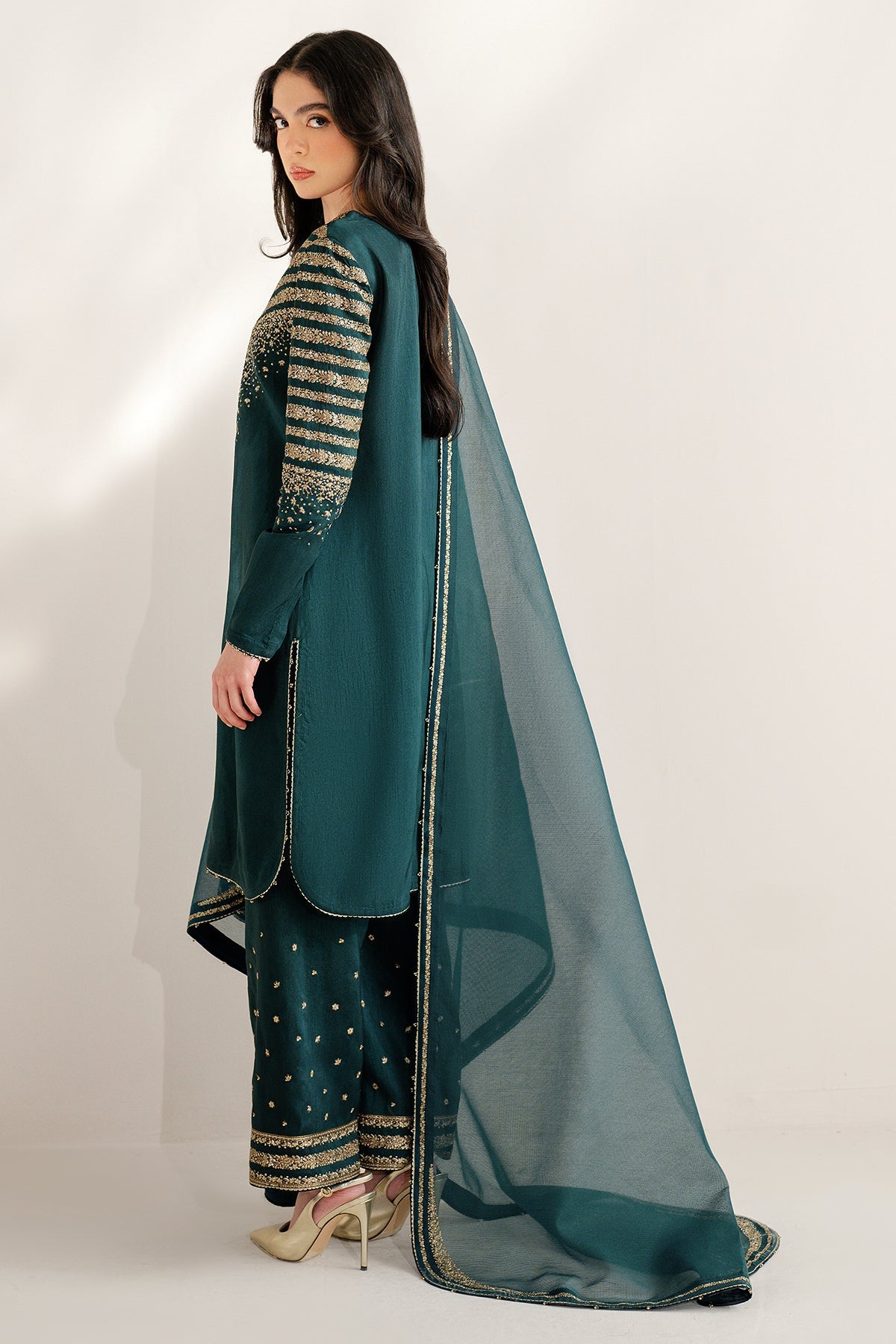 Jazmin Embroidered Korean Raw Silk 3 Piece Unstitched Suit