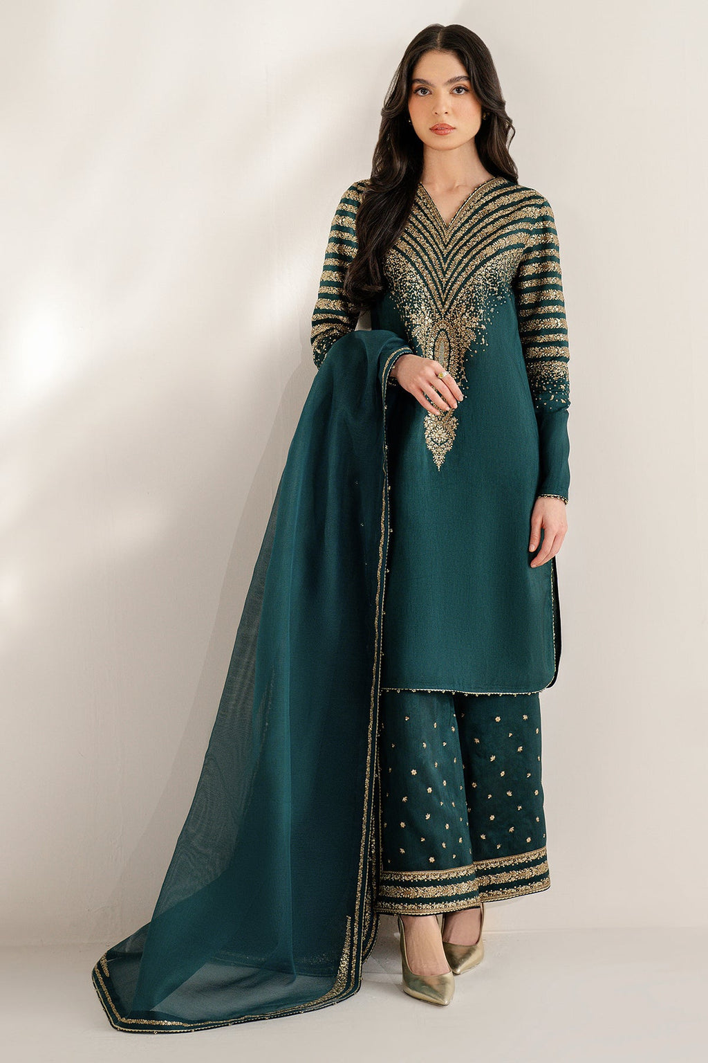 Jazmin Embroidered Korean Raw Silk 3 Piece Unstitched Suit