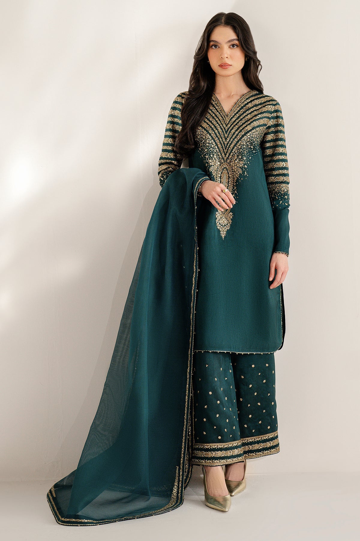 Jazmin Embroidered Korean Raw Silk 3 Piece Unstitched Suit