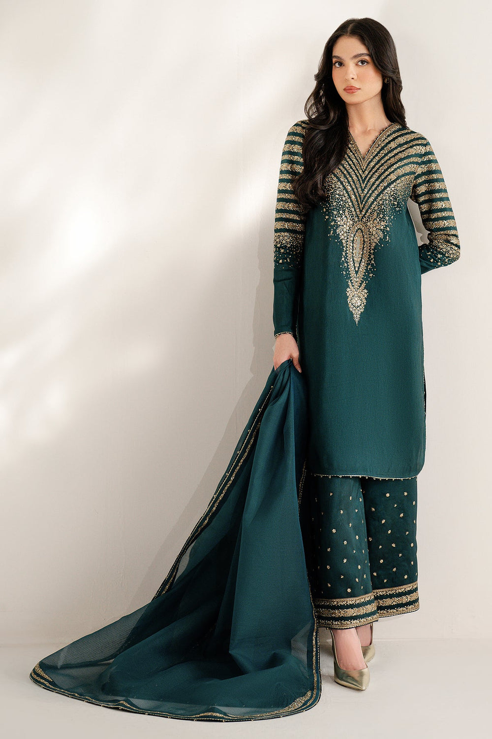 Jazmin Embroidered Korean Raw Silk 3 Piece Unstitched Suit