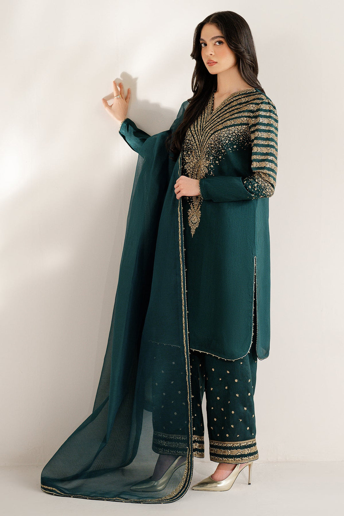 Jazmin Embroidered Korean Raw Silk 3 Piece Unstitched Suit