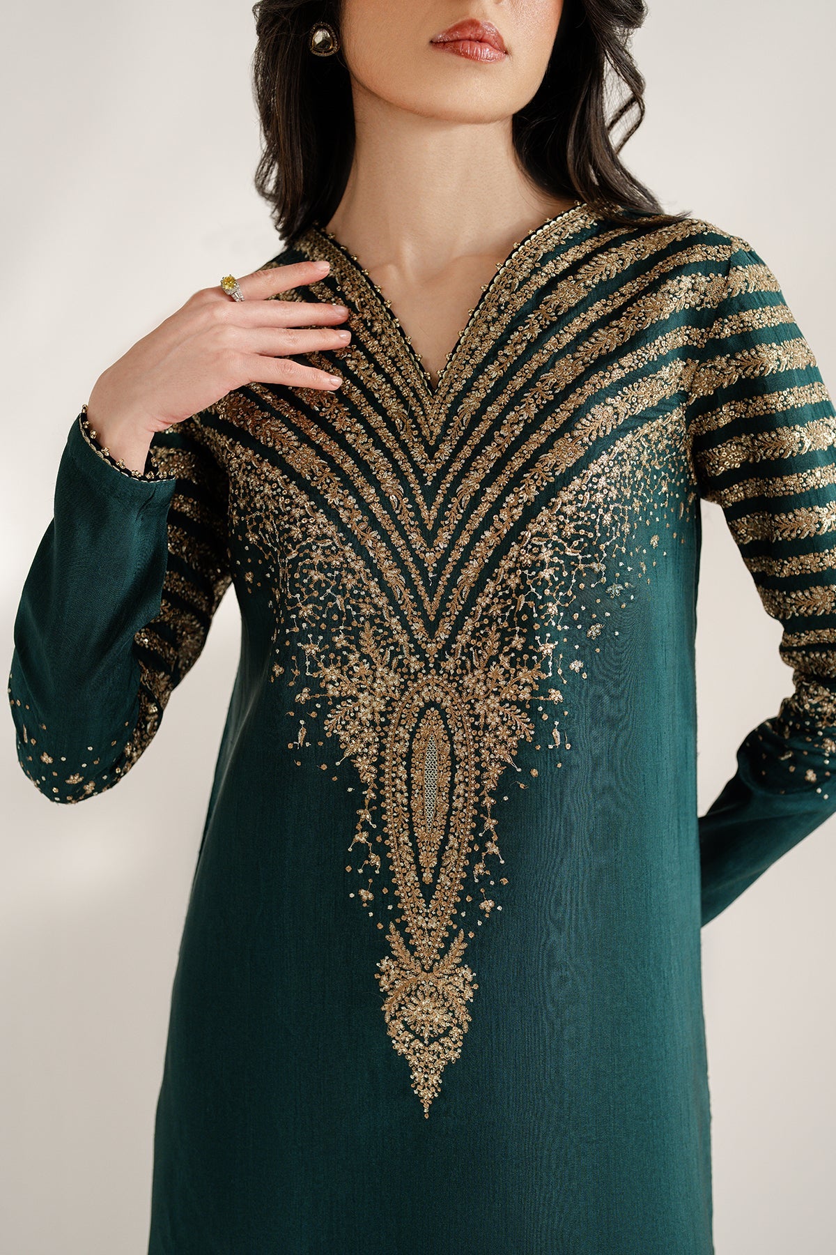 Jazmin Embroidered Korean Raw Silk 3 Piece Unstitched Suit