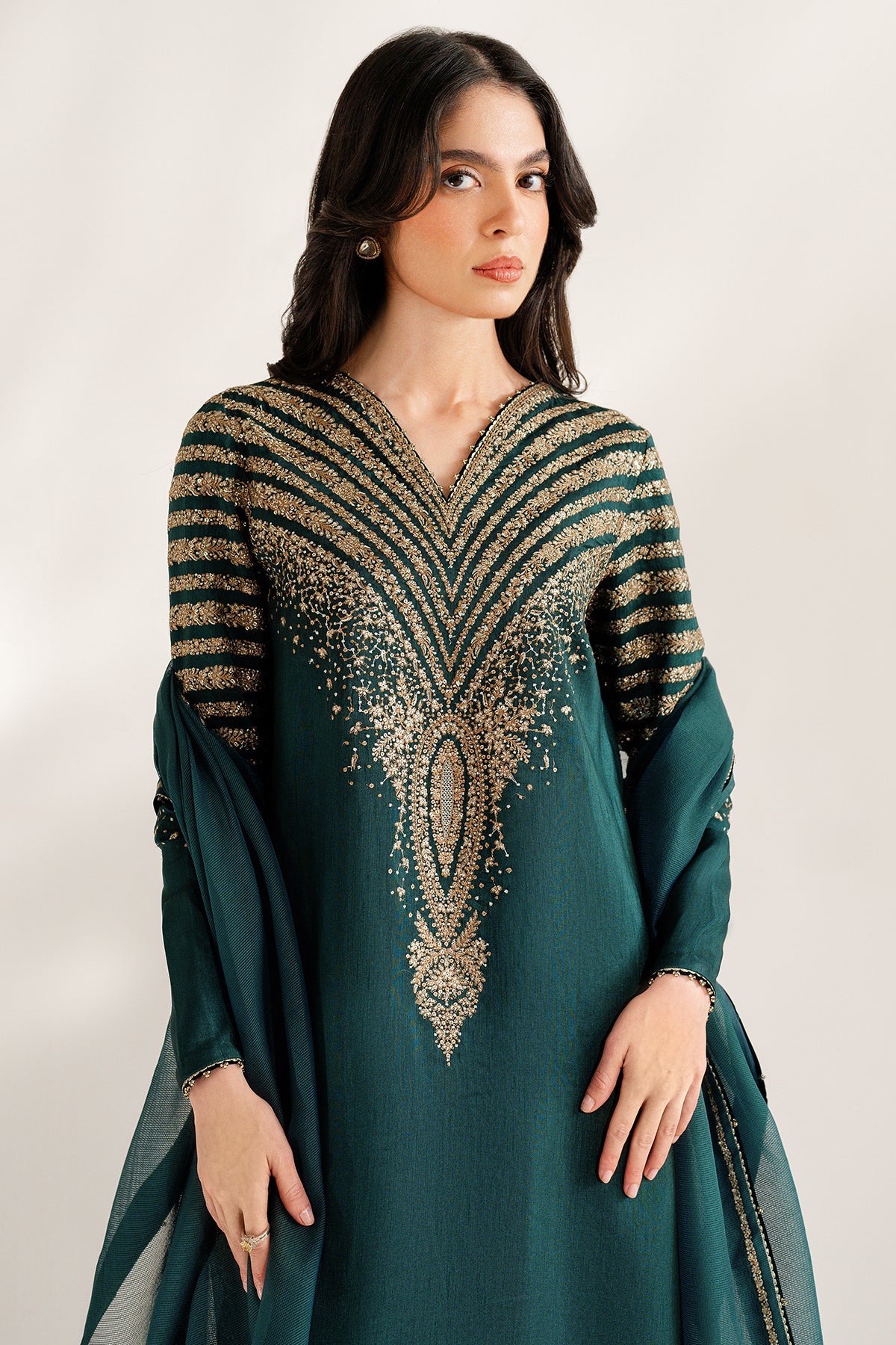 Jazmin Embroidered Korean Raw Silk 3 Piece Unstitched Suit
