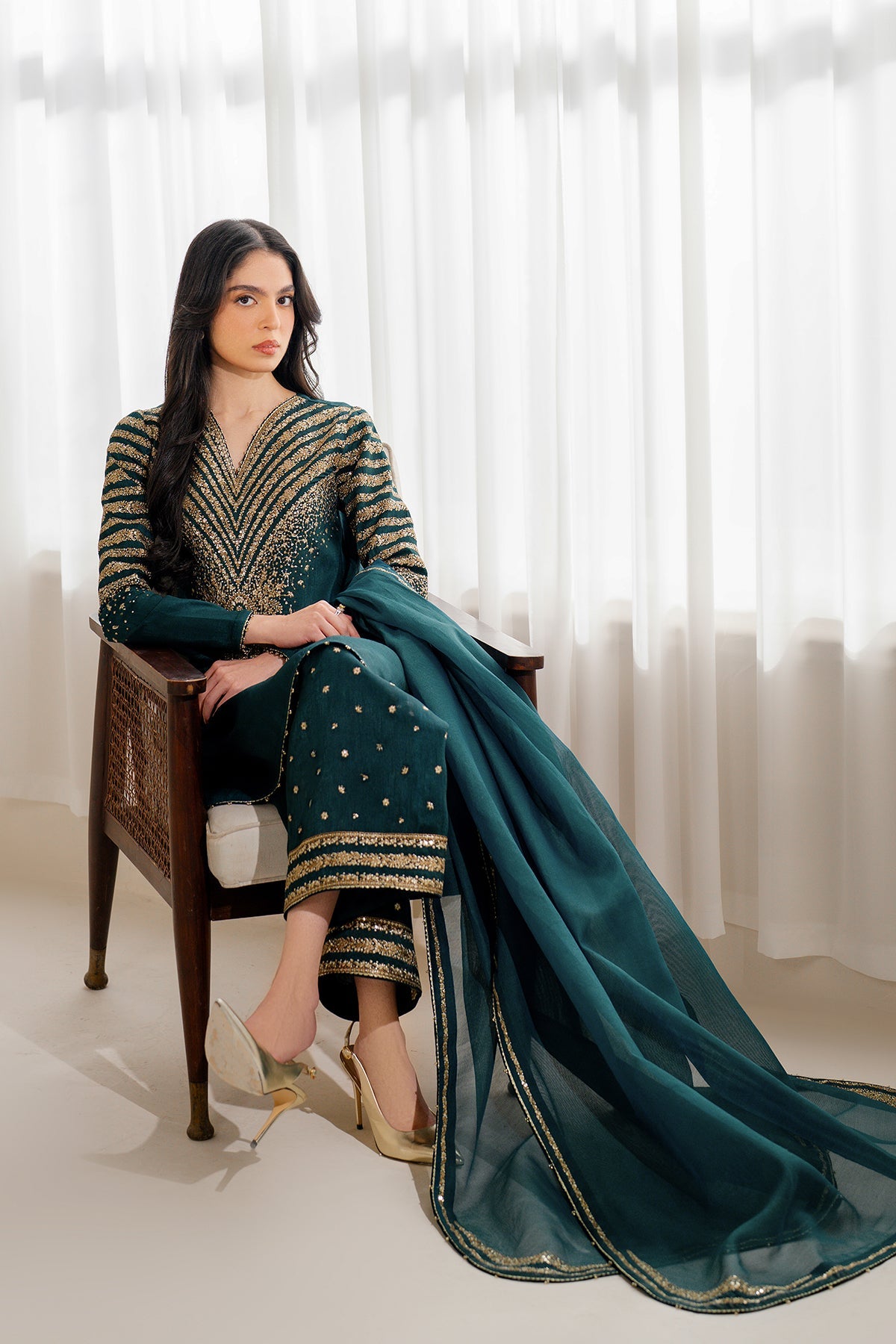 Jazmin Embroidered Korean Raw Silk 3 Piece Unstitched Suit