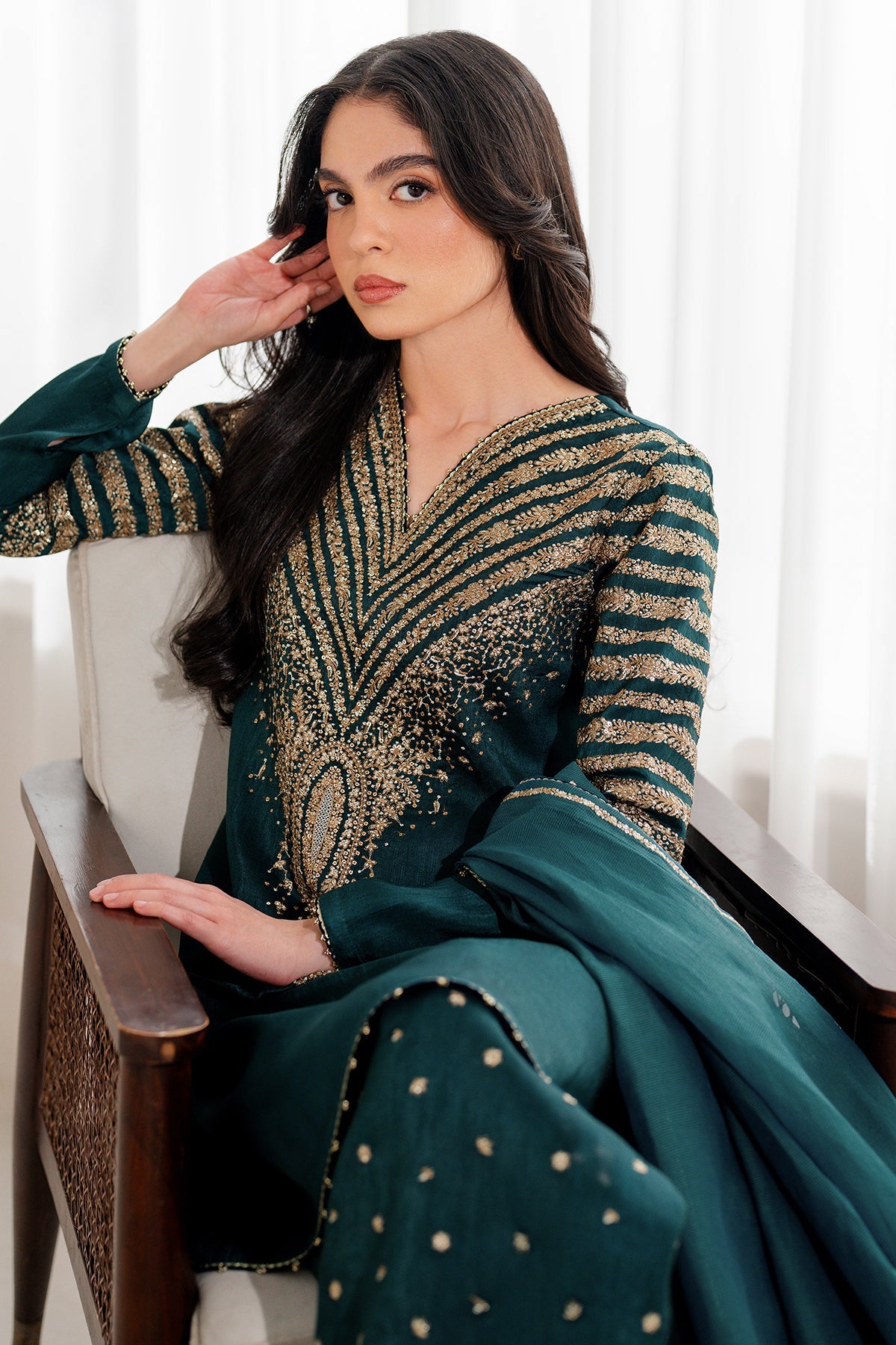 Jazmin Embroidered Korean Raw Silk 3 Piece Unstitched Suit