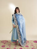 Eliana Ice Blue 3PC Embroidered Dhanak Suit