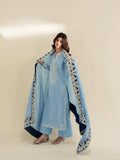 Eliana Ice Blue 3PC Embroidered Dhanak Suit