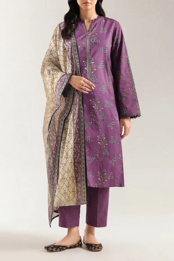 Saya Unstitched Printed Self Strip Lawn 3 Piece Suit