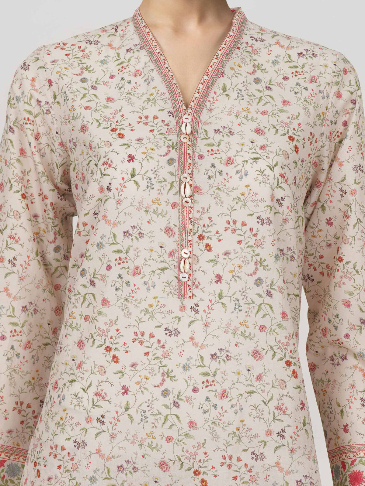 Off White Printed Lawn Shirt (Unstitched)