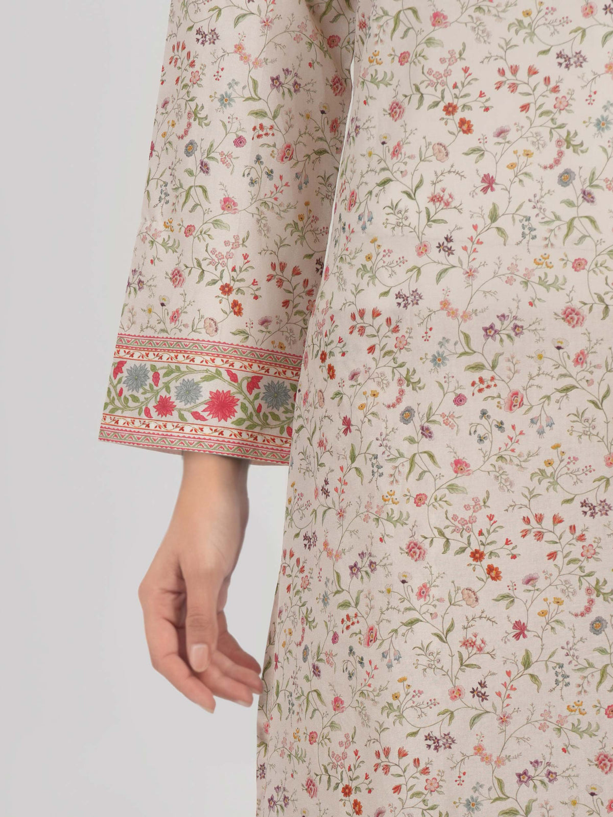 Off White Printed Lawn Shirt (Unstitched)