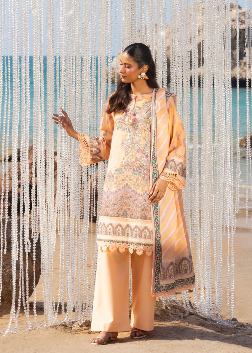 Apricot Glow Digital Printed Lawn 3-Piece Suit