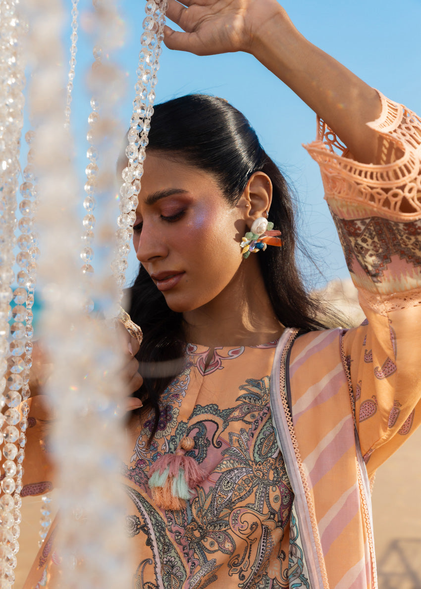 Apricot Glow Digital Printed Lawn 3-Piece Suit