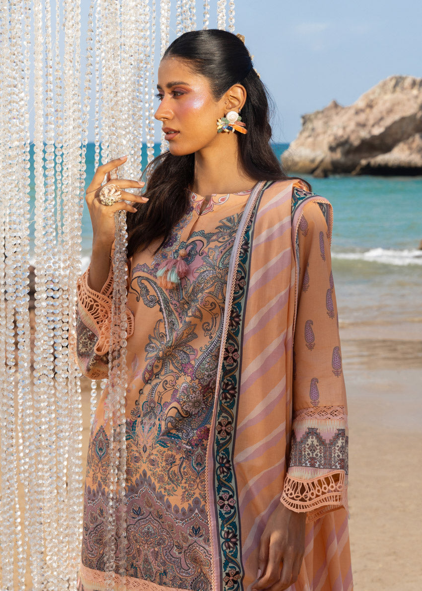 Apricot Glow Digital Printed Lawn 3-Piece Suit