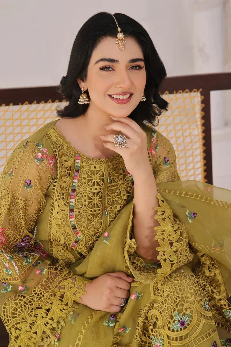 Aneelas Luxury Organza Embroidered 3-Piece Suit
