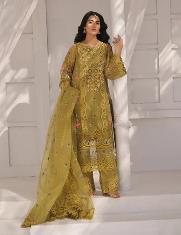 Aneelas Luxury Organza Embroidered 3-Piece Suit