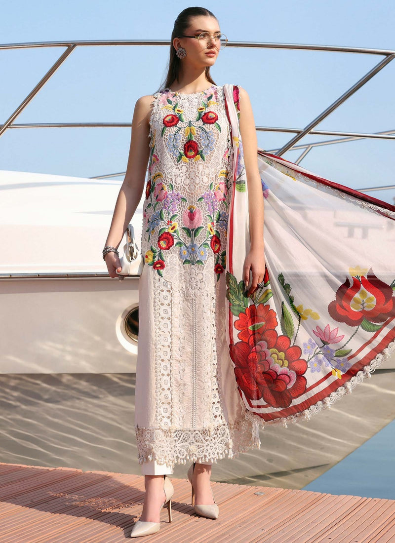 Shine In Luxury Floral Embroidered Lawn 3 Piece Unstitched Suit