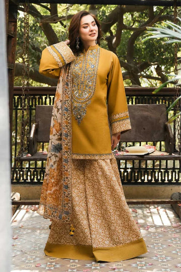 Sapphire 3PC Khaddar Printed Embroidered Unstitched Suit