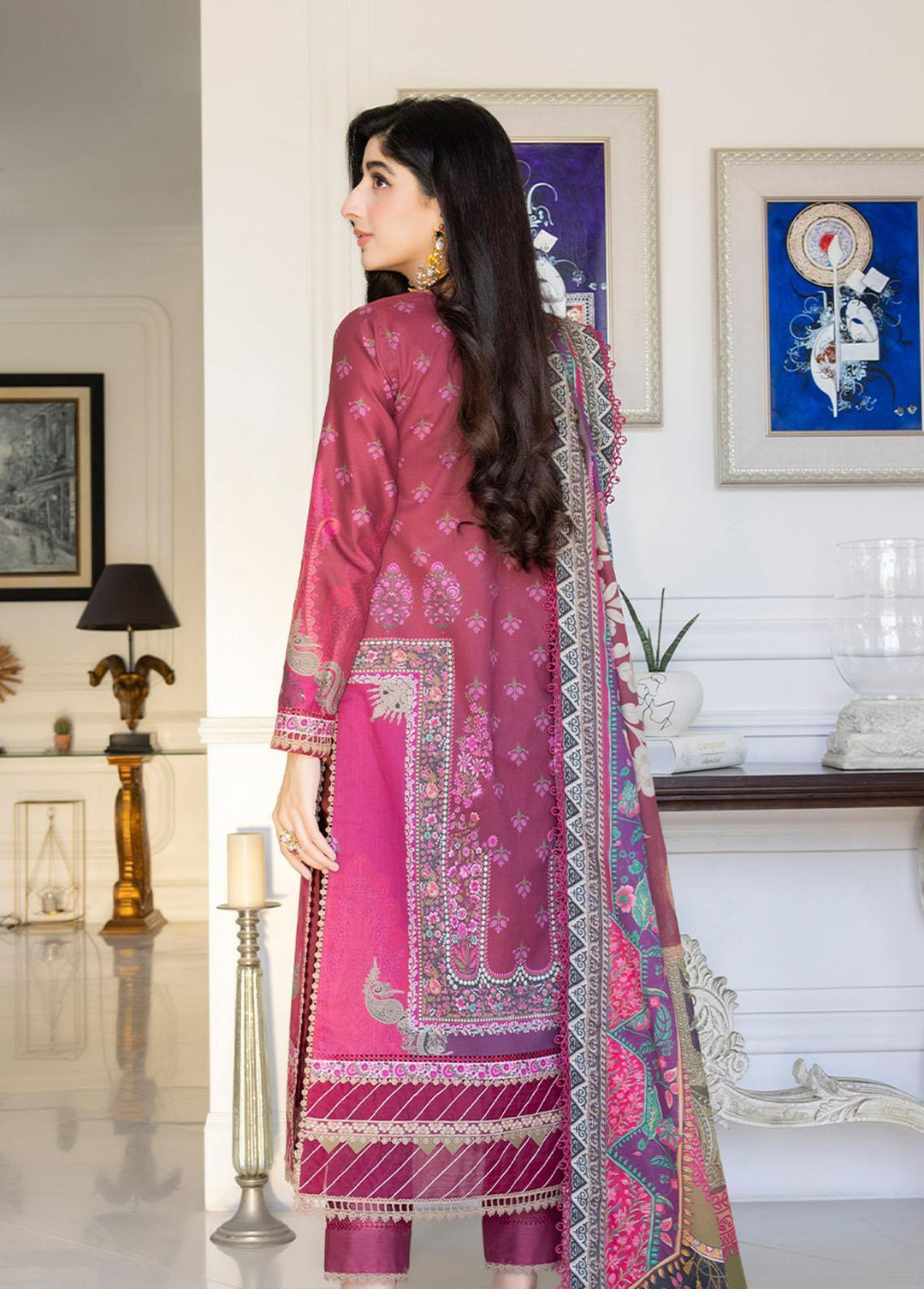 Rania by Asim Jofa Rouge Pink Printed Lawn 3-Piece Suit
