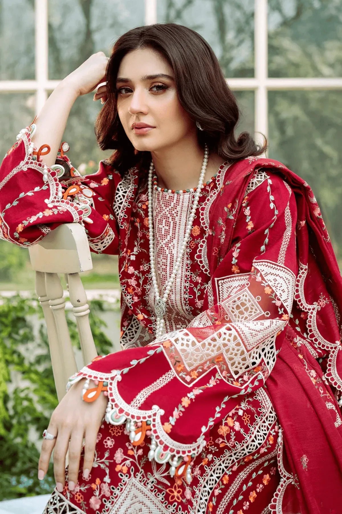 Aneelas Luxury Lawn Embroidered 3 Piece Unstitched Suit